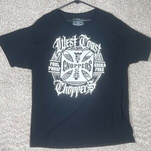 West Coast Choppers Mens XL Black Graphic T Shirt Short Sleeve Bikercore Tee